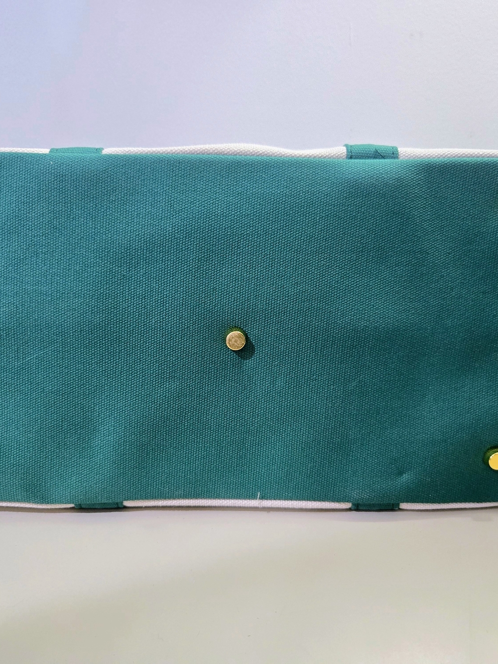 Stylish Canvas Boat Tote - Cream & Forest Green, NEW - Picture 7 of 11